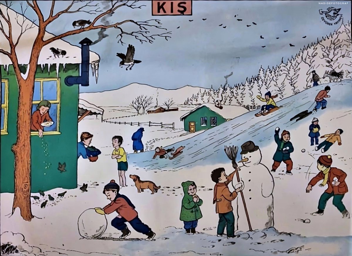 Bir zamanlar sınıflarda bulunan kış tablosu...