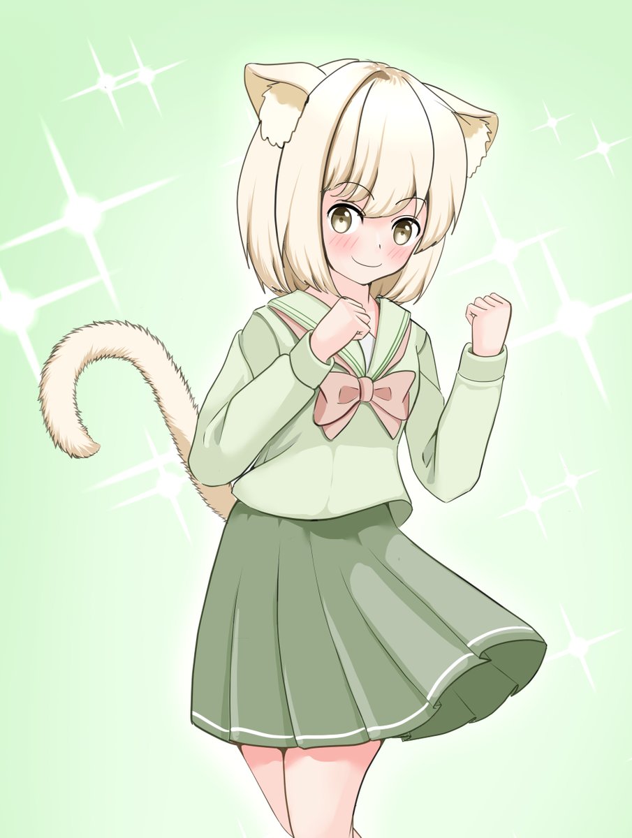 garu003's tweet image. 緑の制服ネコ🐈🐈