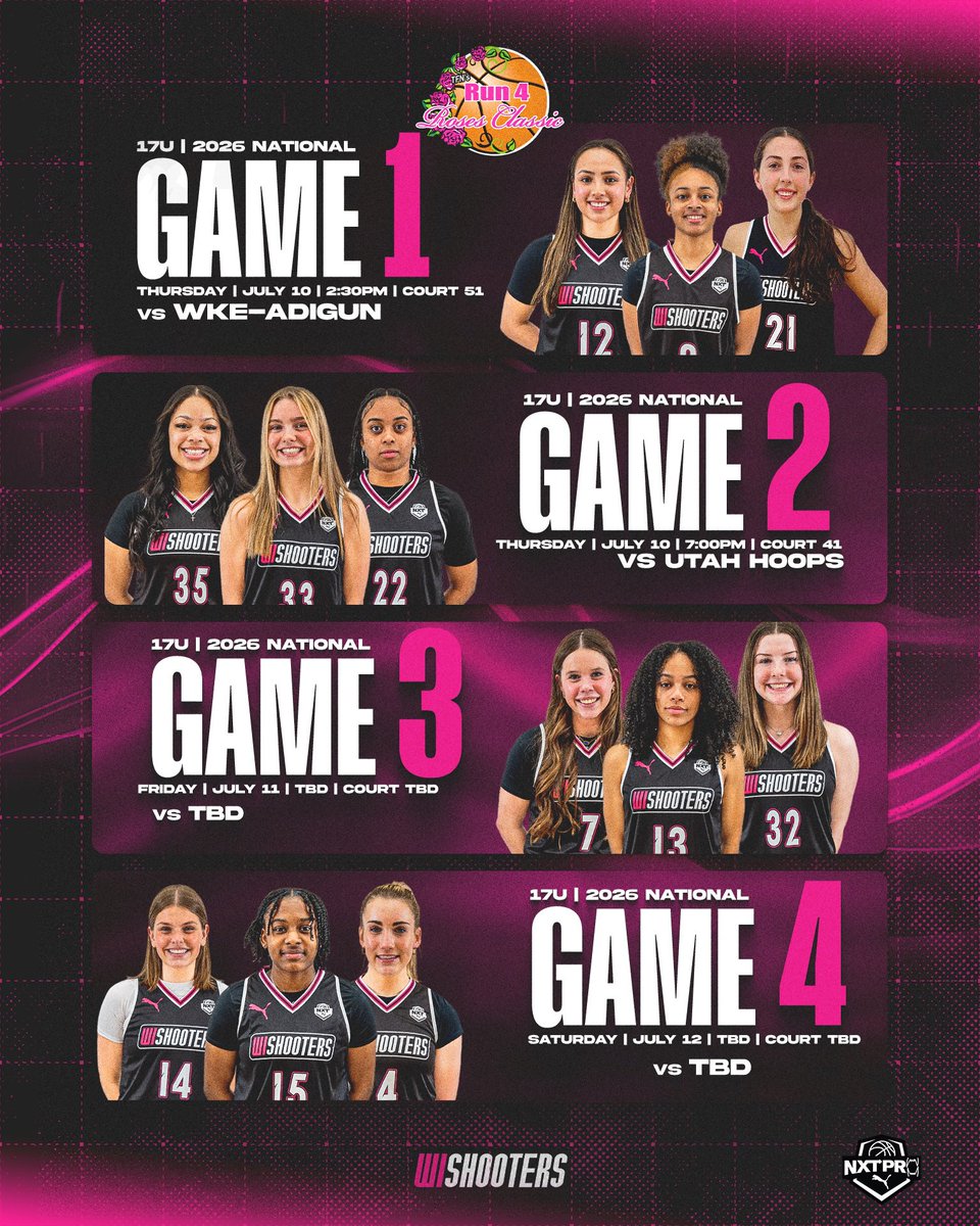 17U National schedule for this weekend at #Run4Roses is posted.  Let’s work! 
#ShootersSalute