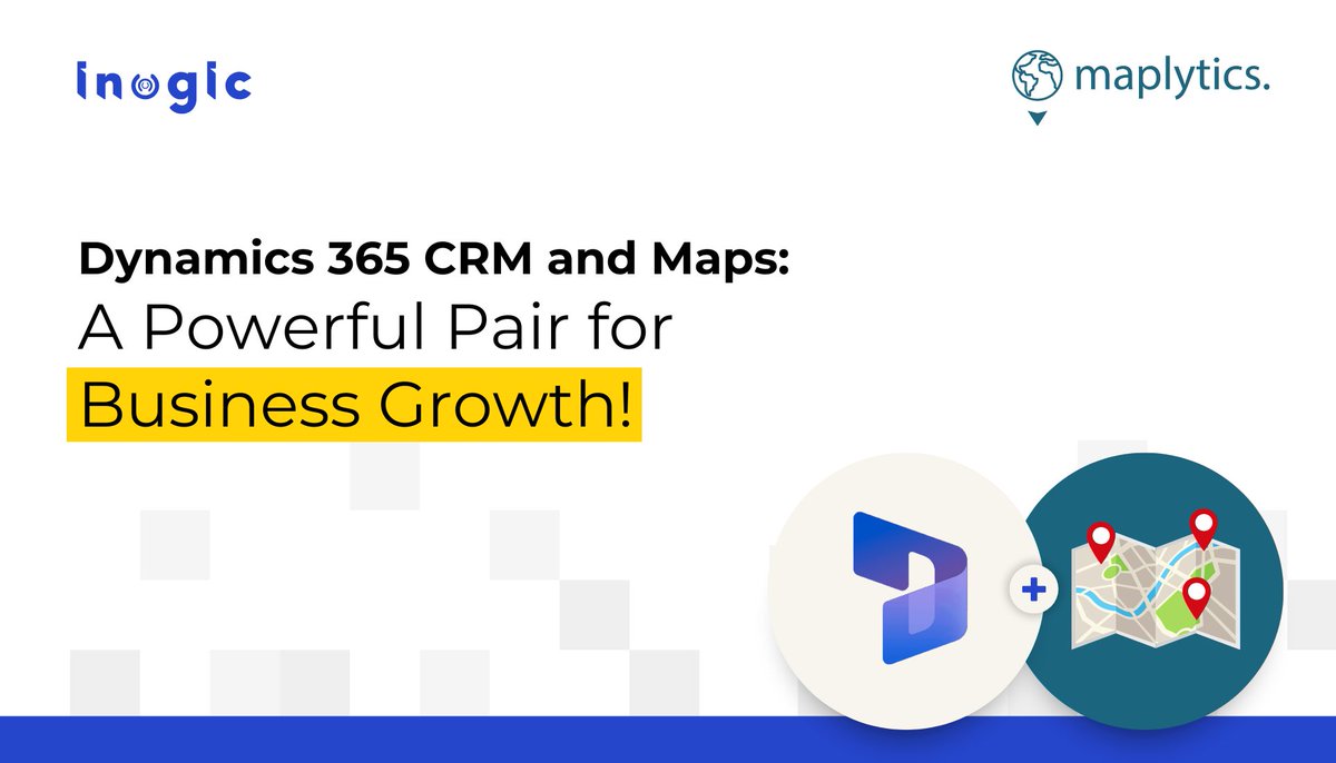 Maplytics's tweet image. Dynamics 365 CRM and Maps: A Powerful Pair for Business Growth! @CRMSoftwareBlog

bit.ly/4b591AW

#ProximitySearch #D365 #BusinessGrowth #CRMMapping