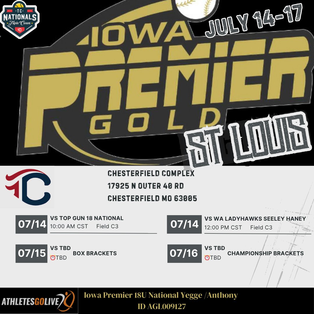 ๐ฅ Iowa Premier 18U National - Anthony/Carroll ๐ฅ (@iapremier_car) on Twitter photo We are excited to rest this week after a long week in CO, but back at it next Monday <a href="/TCSFastpitch/">TC Fastpitch</a> Nationals in St. Louis! We are excited to rest this week after a long week in CO, but back at it next Monday <a href="/TCSFastpitch/">TC Fastpitch</a> Nationals in St. Louis!