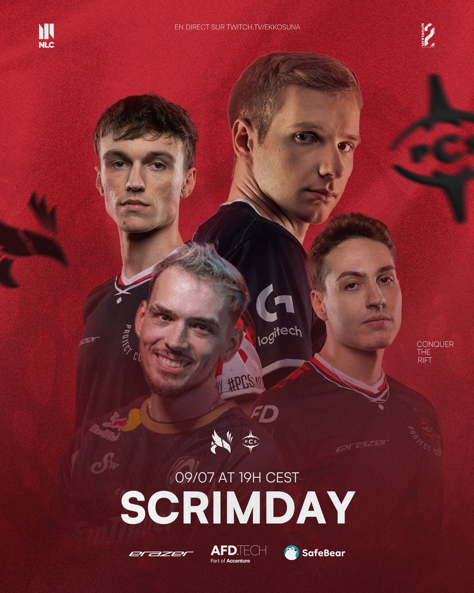 PCS #DIV2 ⚜️ (@pcsdiv2) on Twitter photo 🔴| SCRIM |⚫️
Les 5 fous vous ont manqué ? Venez prendre votre dose de LoL dans ce scrim en live✌️
⏰ 19:00
🎙️ twitch.tv/ekkosuna
🆚 <a href="/NORDEsports/">NORD Esports</a>
#PCSWIN <a href="/ErazerFrance/">ERAZER 🇫🇷</a> <a href="/AFD_TECH/">AFD.TECH part of Accenture</a> 🔴| SCRIM |⚫️
Les 5 fous vous ont manqué ? Venez prendre votre dose de LoL dans ce scrim en live✌️
⏰ 19:00
🎙️ twitch.tv/ekkosuna
🆚 <a href="/NORDEsports/">NORD Esports</a>
#PCSWIN <a href="/ErazerFrance/">ERAZER 🇫🇷</a> <a href="/AFD_TECH/">AFD.TECH part of Accenture</a>