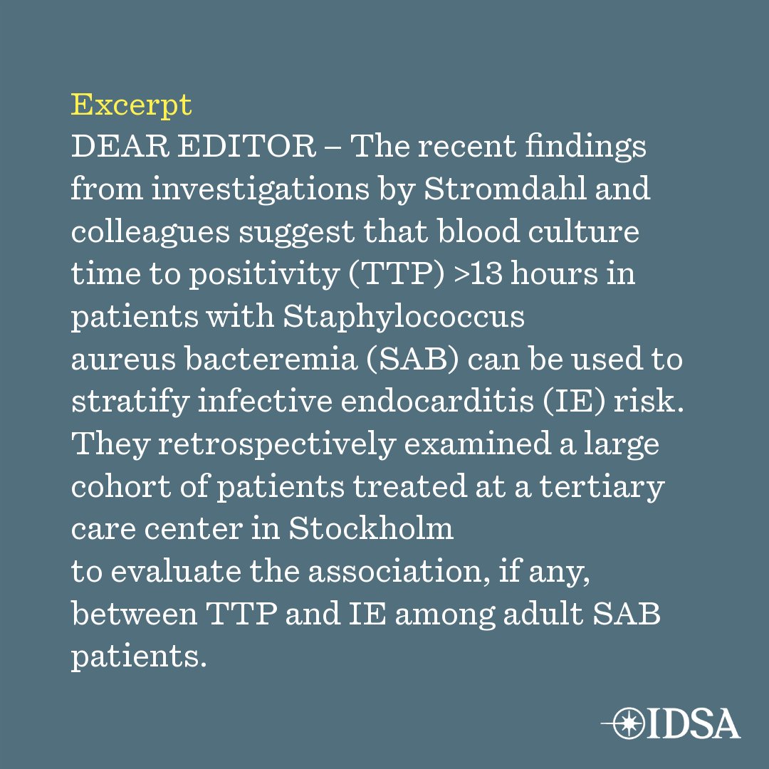 Clinical Infectious Diseases (@cidjournal) on Twitter photo Blood Culture Time to Positivity and Risk of Infective Endocarditis
✅ Just Accepted
✍️ <a href="/SebastianSantp/">Sebastian Santos, MD</a>
🔗 bit.ly/4kvn1qW Blood Culture Time to Positivity and Risk of Infective Endocarditis
✅ Just Accepted
✍️ <a href="/SebastianSantp/">Sebastian Santos, MD</a>
🔗 bit.ly/4kvn1qW