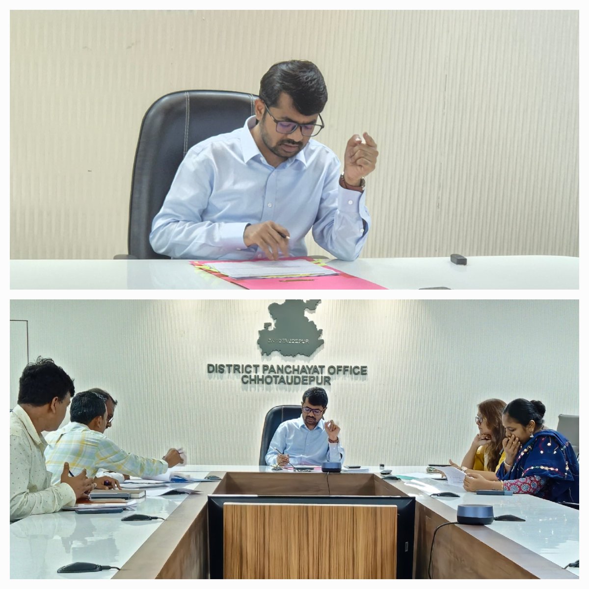 નવીન આંગણવાડી અને નવીન પંચાયત ઘર બાંધકામ અંગે આઇ.સી.ડી.એસ. શાખા, મનરેગા શાખા, પંચાયત અને બાંધકામ શાખાની સંયુક્ત બેઠક યોજવામાં આવી તેમજ સંબંધિત અધિકારીઓ ને જરૂરી નિર્દેશન આપવામાં આવ્યું. <a href="/CMOGuj/">CMO Gujarat</a> <a href="/Rakesh_gujIAS/">Rakesh Shankar</a> <a href="/GujDCoffice/">Guj DCoffice</a>