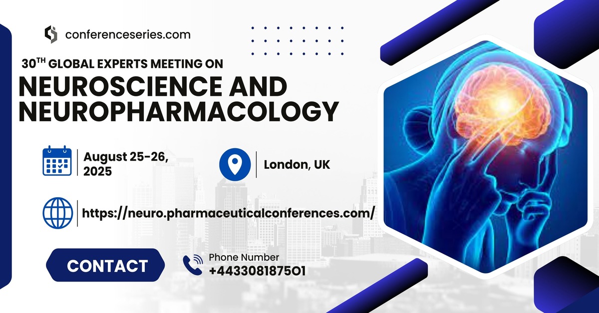 MatthewLisa12's tweet photo. Registration is open for #Neuro2025, the 30th Global Experts Meeting on Neuropharmacology! Join us in London, Aug 25–26, 2025, for cutting-edge sessions in #Neuroscience, #BrainHealth &amp; #DrugDevelopment.

Register here: https://t.co/yevMzvSDJc

#MedicalConference #AcademicEvents https://t.co/yFyZycqAnz