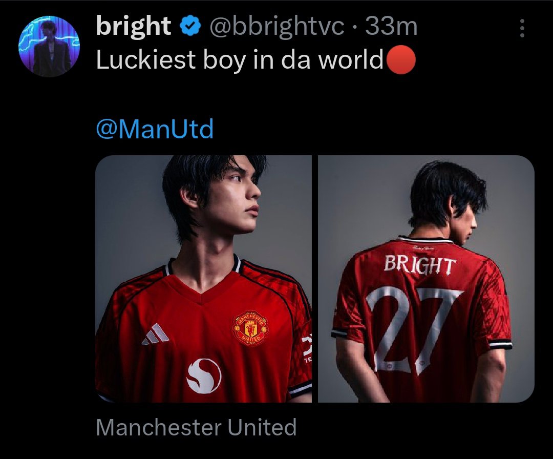 X <a href="/bbrightvc/">bright</a> update 

Luckiest boy in da world 🔴

Bright Vachirawit
#ManchesterUnited 
#bbrightvc