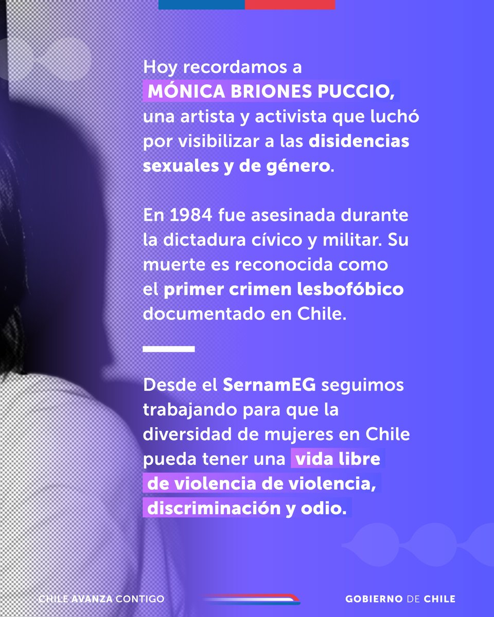 SernamEGArica's tweet photo. 🏳️‍🌈Como cada 9 julio, conmemoramos el Día Nacional de la Visibilidad Lésbica, en memoria de Mónica Briones, asesinada un día como hoy pero 1984 por su orientación sexual. Hoy reivindicamos el derecho de las mujeres lesbianas a vivir una vida libre de violencia, y discriminación. https://t.co/DYKuAIzkom