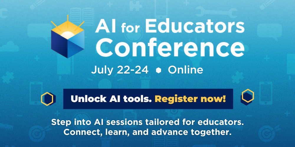 TCEA's tweet photo. โณ Timeโs running out! The AI for Educators Conference starts July 22 โ and you donโt want to miss it.
๐ง 30+ live + on-demand sessions
๐ค Real #AI tools for real classrooms
๐ Strategies to save time, spark engagement, and boost learning
Secure your spot now and head into fall ahead of the curve.
https://t.co/a4WsM1fxPj
#aiineducation #edtech #edutwitter #teachertwitter #teacherpd #txed