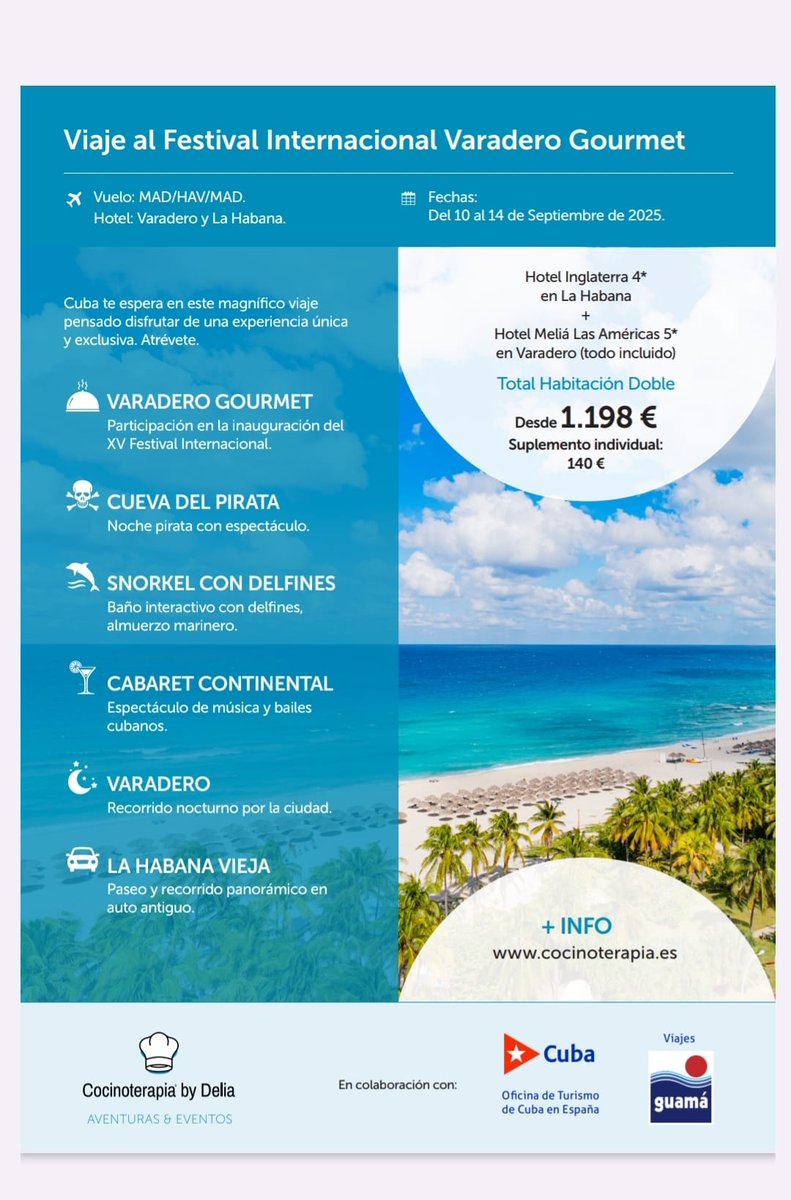 Este año se celebra el 15 Festival Internacional Varadero Gourmet. Empresarios y especialistas en la comercialización de bebidas y alimentos se actualizarán de las últimas novedades. ¡Reserva ya tu viaje!
#CubaUnica #CubaTeEspera #AtreveteaVivirlo #travelling #VaraderoGourmet