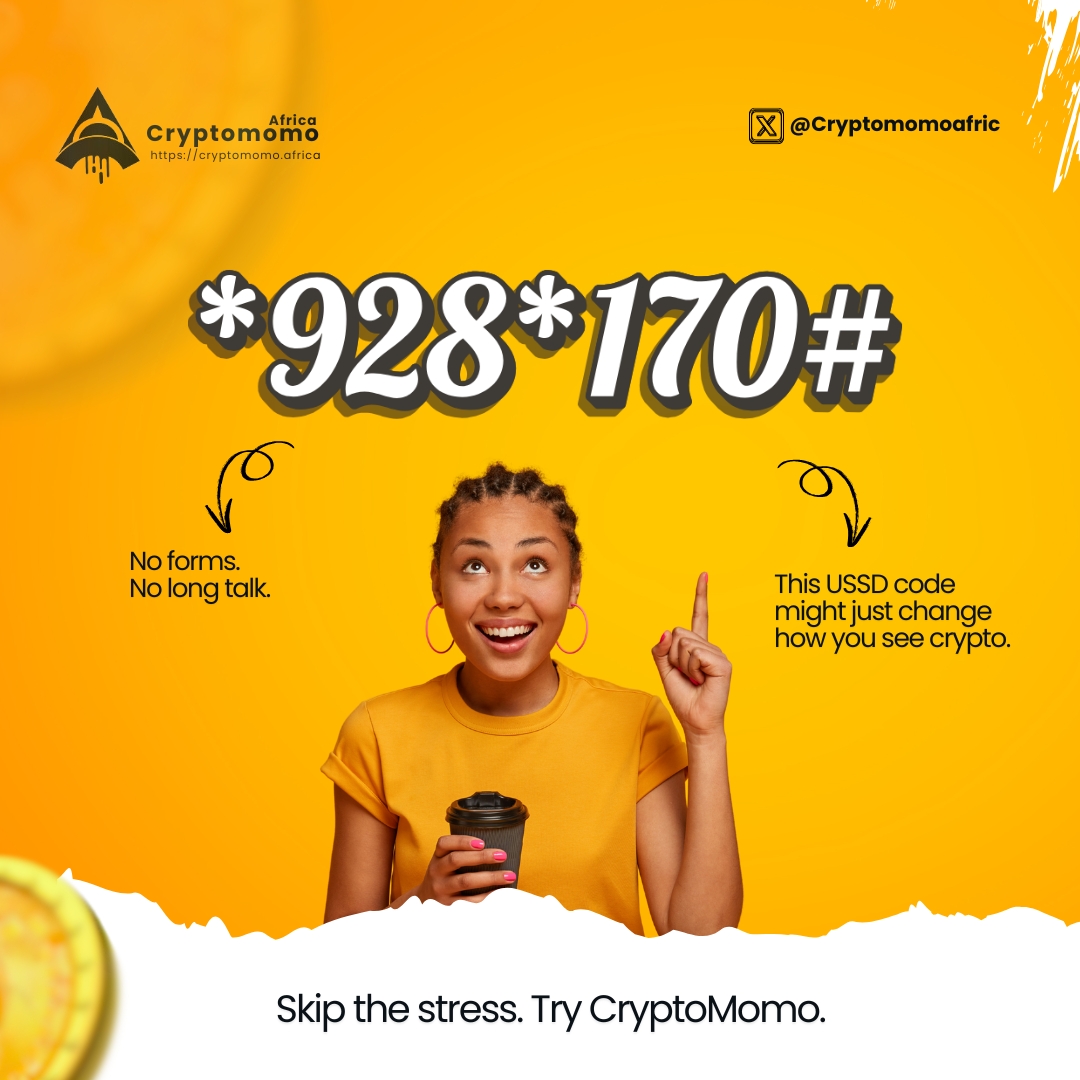 Skip the stress, try CryptoMomo.
No app. No bundles. No wallet drama.
Just dial *928*170# and boom — you dey send crypto like Momo 🔥

Crypto wey everybody fit use. Simple as that.
#CryptoMomo #CryptoMadeSimple #USSDCrypto 
<a href="/ayahq_/">AyaHQ (Techstars '23)</a> <a href="/LiskHQ/">Lisk</a>