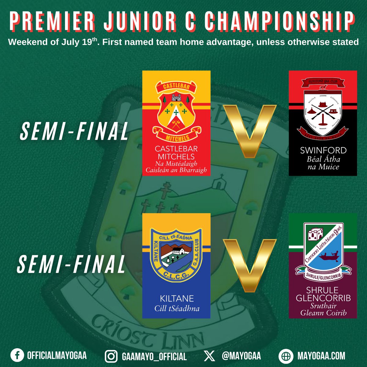 Mayo GAA (@mayogaa) on Twitter photo Primary Junior football Fixtures Confirmed!!!!!!
Primary Junior A Championship Semi-Final, and Primary Junior B and C Semi finals draw here.
Full list of fixtures here β¬οΈ β¬οΈ β¬οΈ
mayogaa.com/2025/07/09/pri⦠<a href="/GaaNorth/">North Mayo Gaa</a> <a href="/mayo_south/">South Mayo GAA</a> <a href="/mayo_east/">East Mayo Gaa</a> <a href="/Westmayogaa/">West Mayo Gaa</a> <a href="/claremorrisgaa/">Claremorris GAA</a> <a href="/MitchelsGaa/">Castlebar Mitchels GAA</a> Primary Junior football Fixtures Confirmed!!!!!!
Primary Junior A Championship Semi-Final, and Primary Junior B and C Semi finals draw here.
Full list of fixtures here β¬οΈ β¬οΈ β¬οΈ
mayogaa.com/2025/07/09/pri⦠<a href="/GaaNorth/">North Mayo Gaa</a> <a href="/mayo_south/">South Mayo GAA</a> <a href="/mayo_east/">East Mayo Gaa</a> <a href="/Westmayogaa/">West Mayo Gaa</a> <a href="/claremorrisgaa/">Claremorris GAA</a> <a href="/MitchelsGaa/">Castlebar Mitchels GAA</a>