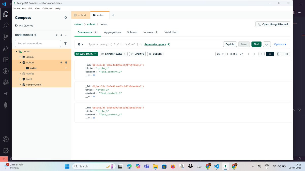 ansari_sehzad87's tweet image. Backend Journey Day 6
✅ MongoDB DB structure
✅ Schema &amp;amp; Model kya hote hai
✅ Mongoose se CRUD kaise karte hai
✅ Server + DB connection ka flow
#BackendDev #MongoDB #Mongoose #NodeJS 
@harshbhaiyaa @sheryians_ @masterdhanesh_
