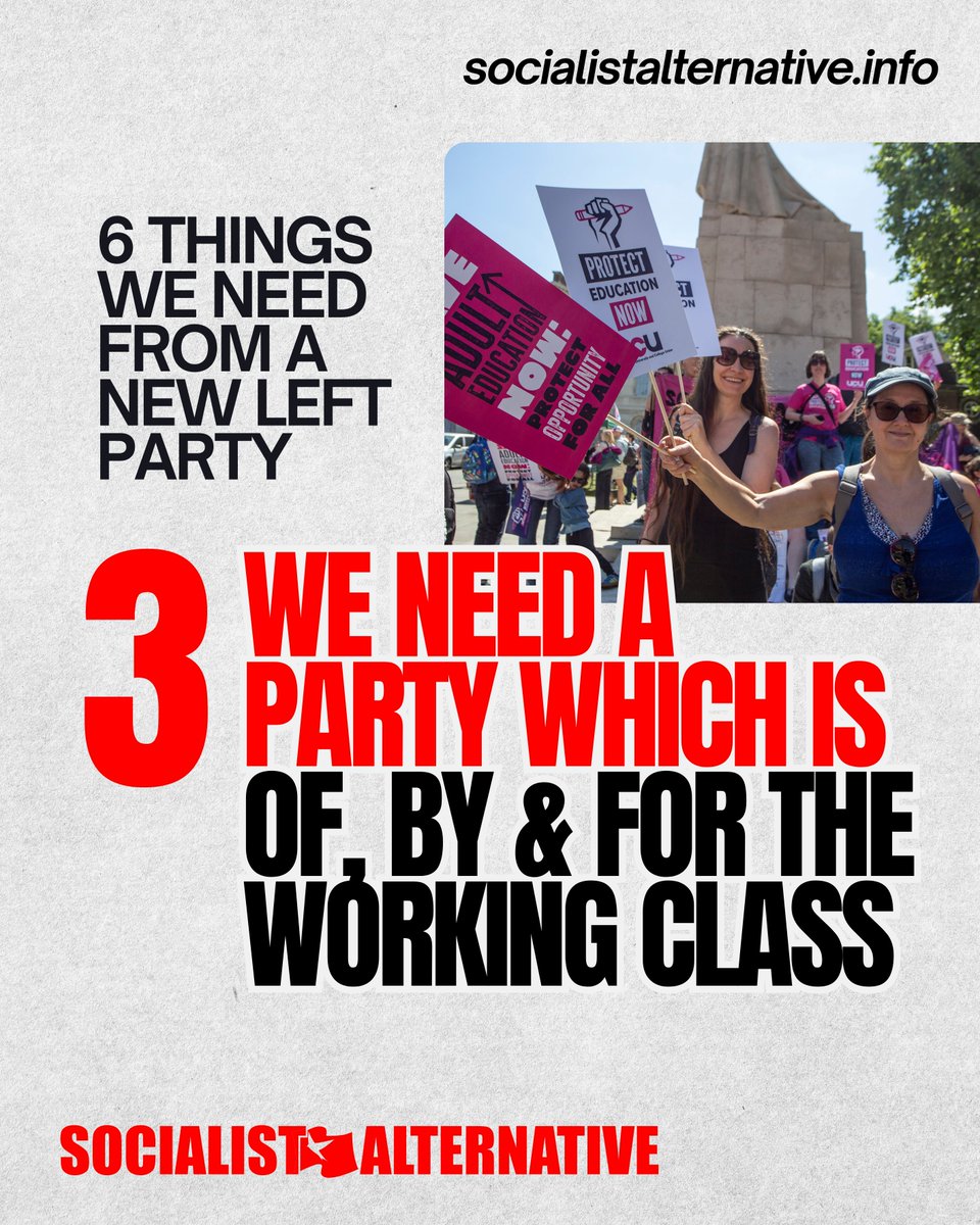 Six things we need from a new left party:

3) We need a party which is OF, BY AND FOR THE WORKING CLASS.

Read full article now: socialistalternative.info/.../six-things…

Join Socialist Alternative today! socialistalternative.info/sign-up-to-soc…