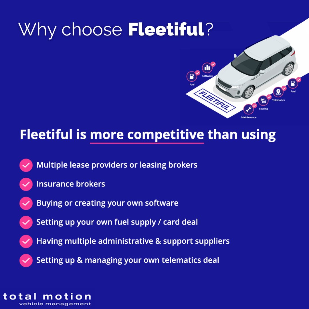 TotalMotionUK's tweet image. Explore our innovative solution - #Fleetiful!

Offering businesses with 20 or more cars/ vans a completely hassle-free, comprehensive fleet management product that will deliver you both cost savings and time savings.

🌐 totalmotion.co.uk/fleetiful

#fleetoperations #fleetmanagement