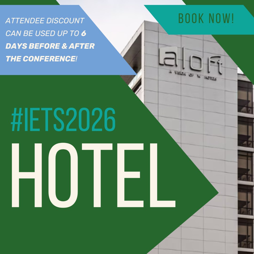 👀 Have you heard the news⁉️

Hotel booking is LIVE for #IETS2026! 🎉

🏨 Sheraton Grand Panama: 120.00 per night USD
🏨 Aloft Panama: 95.00 per night USD
📆 Available January 11-27, 2026

Turn your conference trip into a Panama adventure! 

Book now 👉 bit.ly/4kg0fE2