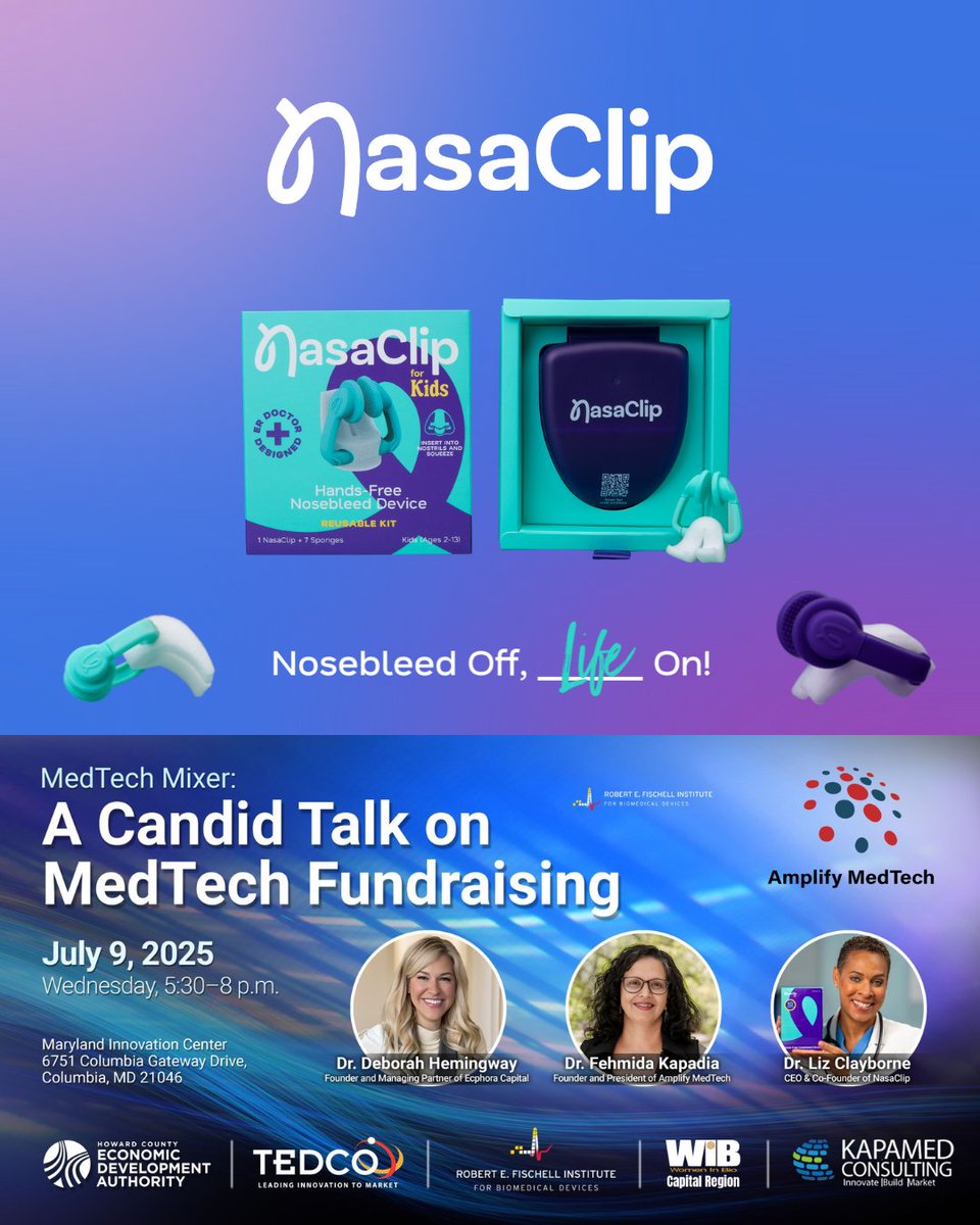 Ready for the MedTech Mixer! I’m sharing my fundraising journey as CEO of NasaClip alongside amazing leaders. Join us at MIC for candid insights and real talk.

#MedTech #Fundraising #Innovation #NasaClip #WomenInSTEM