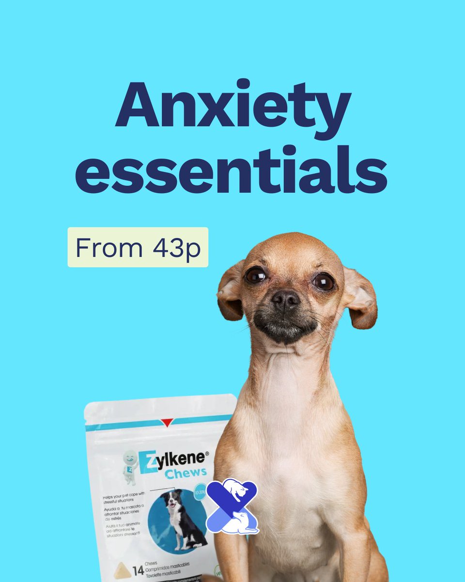 Pet anxiety? We’ve got you 💙

Zylkene Chews = gentle, vet-approved calming support
From just 43p per chew! 🦴

#PetAnxietyRelief #UKPetDrugs #Zylkene #CalmPets