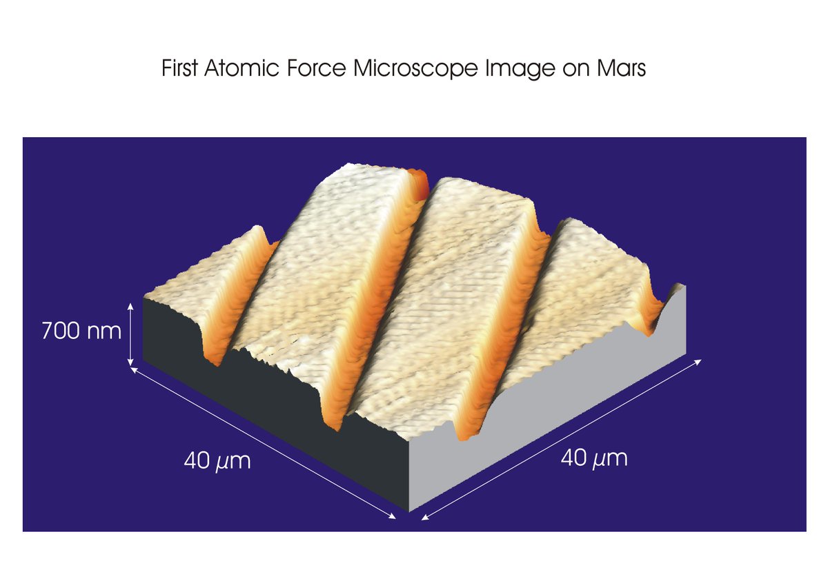 NanoAndMore's tweet image. On July 9th 2008 this calibration image was acquired by NASA’s Phoenix Mars Lander, making it the first AFM image acquired on another planet! 🚀

Photo credit: ASA/JPL-Caltech/University of Arizona/University of Neuchatel
#AFMprobes #AFM #AtomicForceMicroscopy #Mars