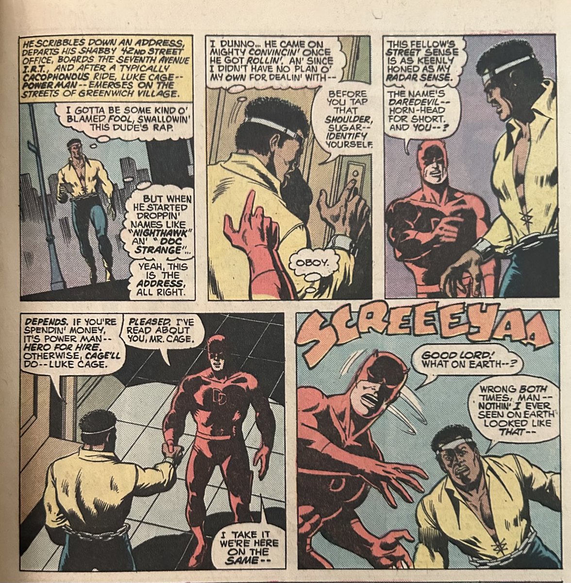 First meeting of Daredevil and Luke