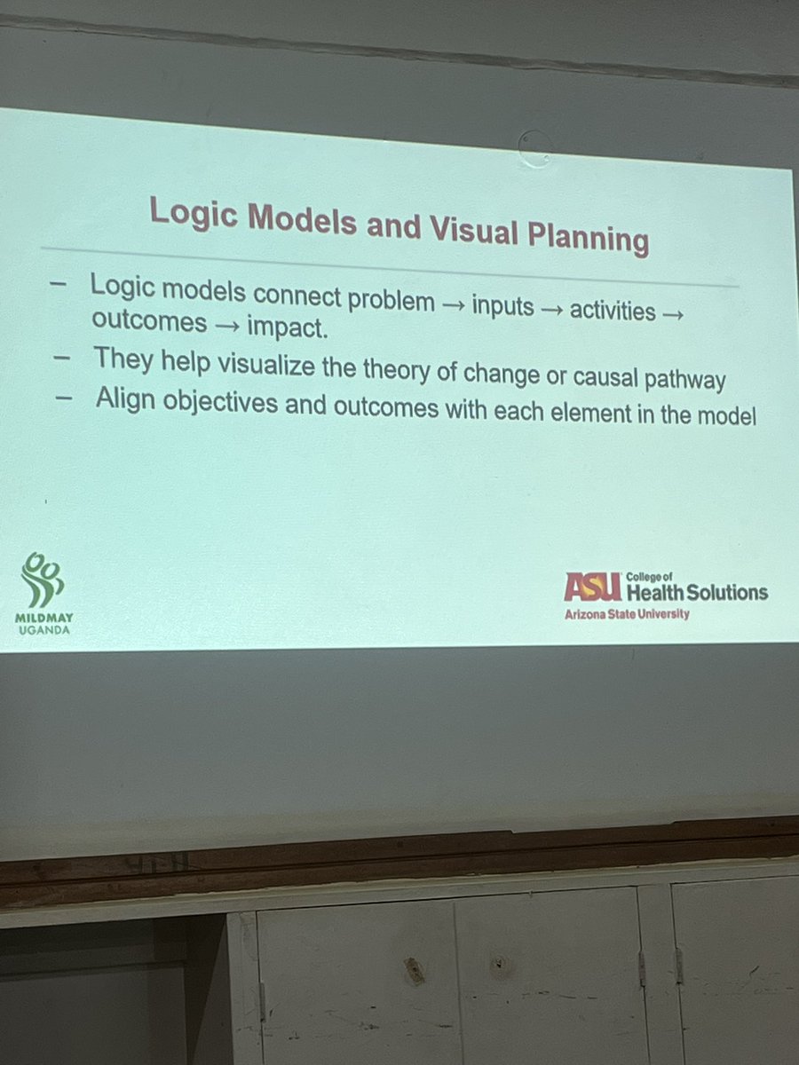 DocMuluga's tweet image. Chad Stecher, PhD who is a Fullbright scholar made a presentation on logic modeling and visual planning during @MildmayResearch’s Wednesday afternoon research forum session.
This was so informative. @usmissionuganda @MildmayHospital