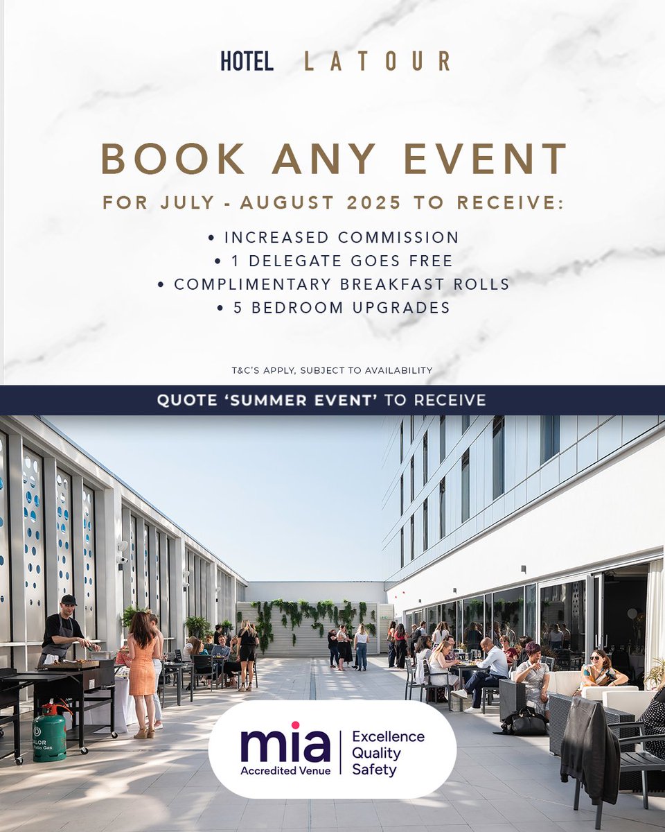 Hotel La Tour MK (@hotel_latourmk) on Twitter photo We’re proud to be an MIA Accredited Venue, recognised for excellence, quality, and safety, so when you host an event with us, you know you’re in the best hands. 🙌
Quote ‘SUMMER EVENT’ when you enquire about booking today → events@hotel-latour.co.uk 📧
#HotelLaTour We’re proud to be an MIA Accredited Venue, recognised for excellence, quality, and safety, so when you host an event with us, you know you’re in the best hands. 🙌
Quote ‘SUMMER EVENT’ when you enquire about booking today → events@hotel-latour.co.uk 📧
#HotelLaTour