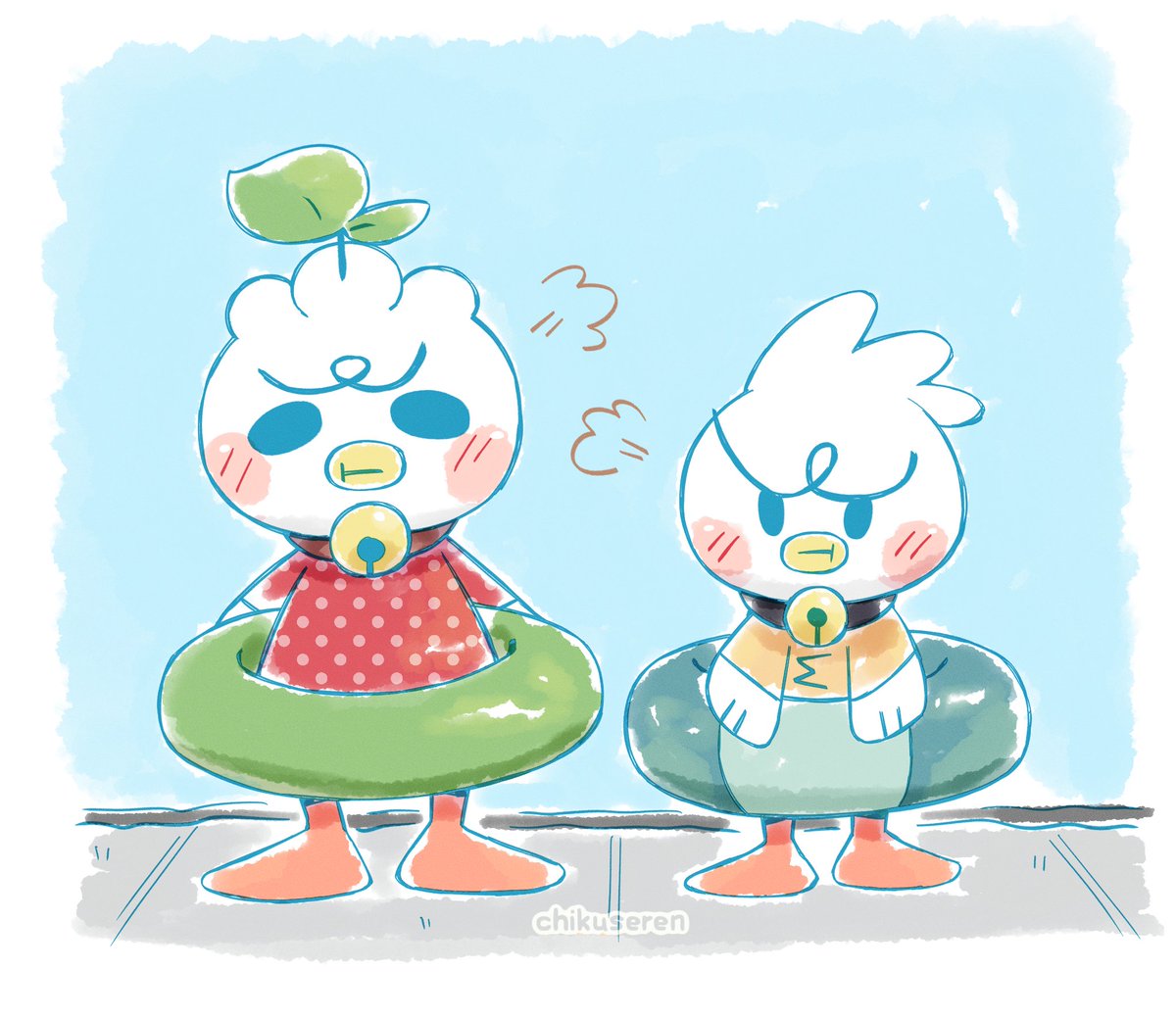 Chikuseren's tweet image. Chimkin and Giga Chad are enjoying summer ☀️ 
#illust #oc