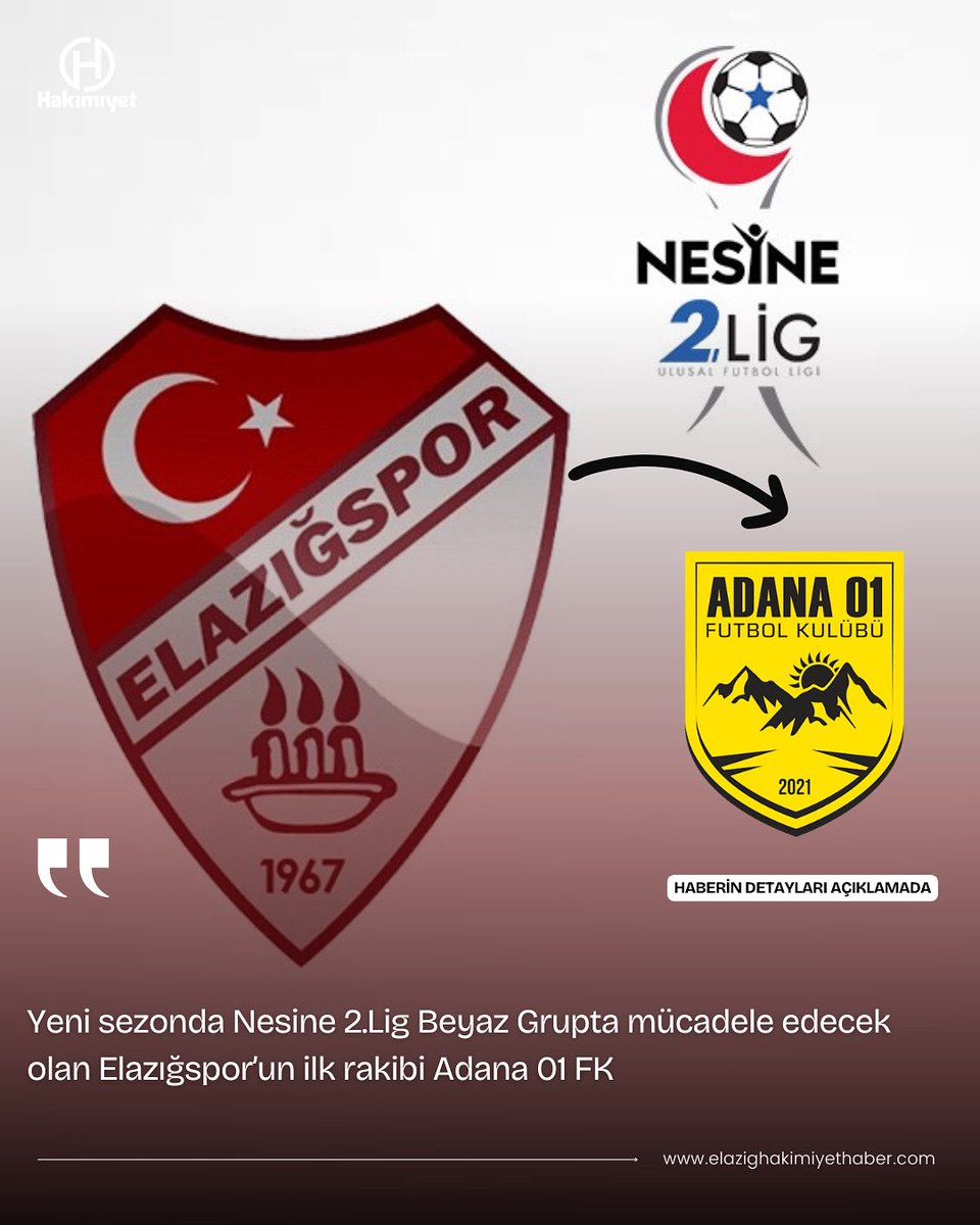 Elazığspor’un ilk rakibi belli oldu
Yeni sezonda Nesine 2.Lig Beyaz Grupta mücadele edecek olan Elazığspor’un ilk rakibi Adama 01 FK oldu.