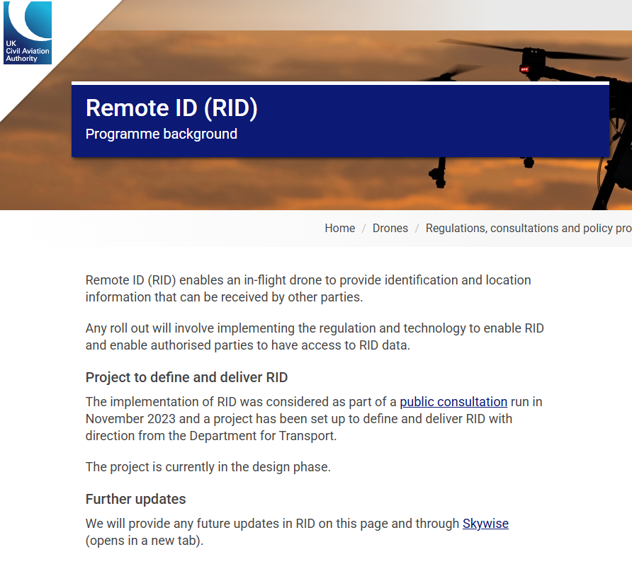 UAVHive's tweet image. The UK CAA has created a page for answers about drone #RemoteID #RID, but with less than 6 months to deliver the solution, the page is still blank.

So much UK taxpayer cash is being spaffed for a system the US has shown to be next to useless!