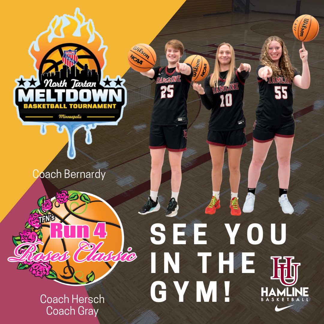 HamlineWBB's tweet image. π Here we GO - drop those schedules! π
Hard to believe itβs already July but canβt wait to watch some future Pipers in action again this week!
Wishing safe travels & best of luck to all players & coaches competing! #goHU