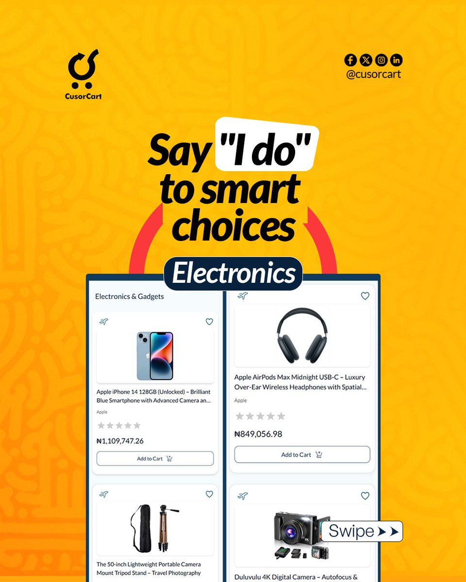 cusorcart's tweet photo. The online shopping experience with sensation and a lot of smart choices. From fashion finds to gadgets to home essentials, there’s something here to make you swooned!

📱 Visit our website https://t.co/ySaKy7lROQ to shop now!

#CusorCart #OnlineShopping #Shopping https://t.co/msb9YWRD9q