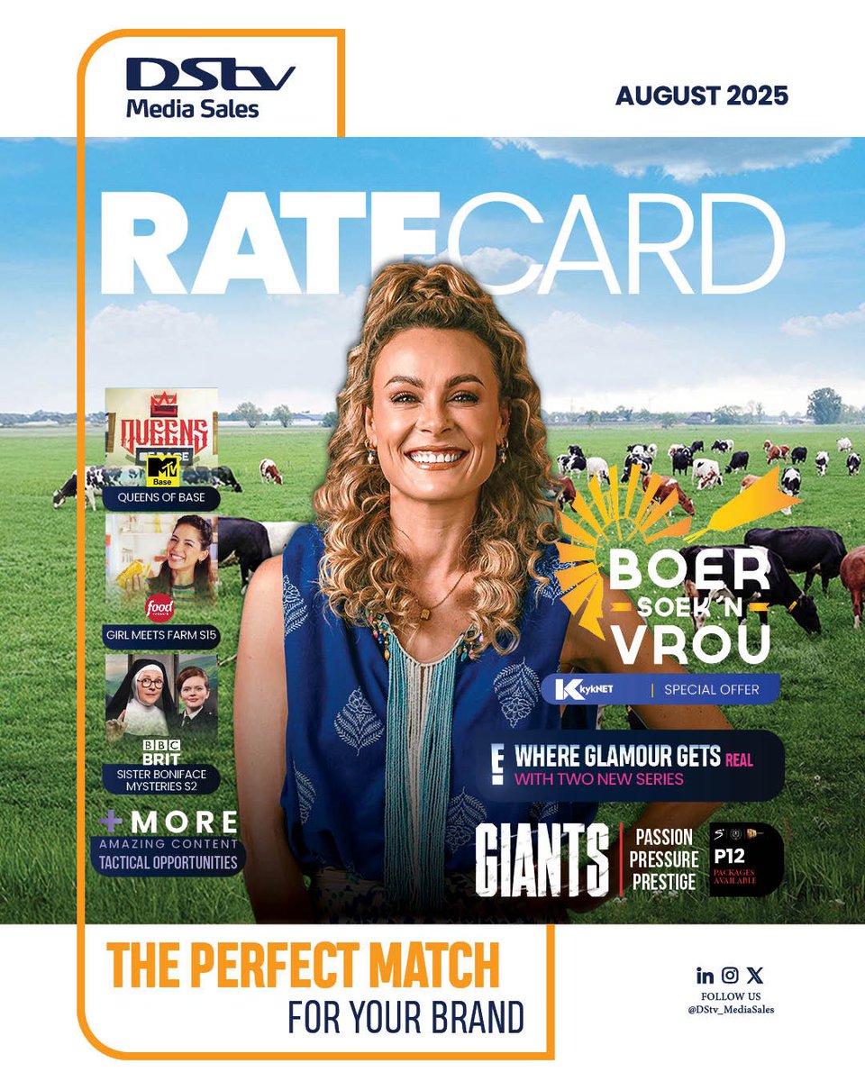 The AUGUST RATE CARD has landed 💼

This Women’s Month, we’re not just serving rates we’re serving impact. 🎯 Hot inventory, bold storytelling and tailored ad solutions.

Contact one of our Account Managers to elevate your brand.

#ElevateToGreat | #DStvMediaSales
