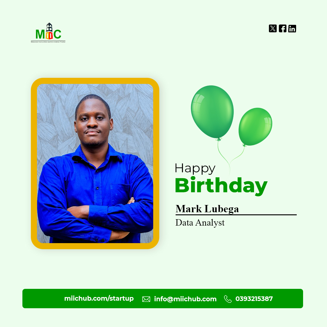 Makerere Innovation & Incubation Center (@miic_ug) on Twitter photo 🎉 Happy Birthday to our Data Analyst <a href="/markarnoldlube1/">Lubega Mark</a>
Today, we celebrate not just your brilliant work but the amazing person behind it. Wishing you a year filled with success, growth, and all the happiness you deserve. Have a fantastic birthday! 🎂
#HappyBirthDay 🎉 Happy Birthday to our Data Analyst <a href="/markarnoldlube1/">Lubega Mark</a>
Today, we celebrate not just your brilliant work but the amazing person behind it. Wishing you a year filled with success, growth, and all the happiness you deserve. Have a fantastic birthday! 🎂
#HappyBirthDay