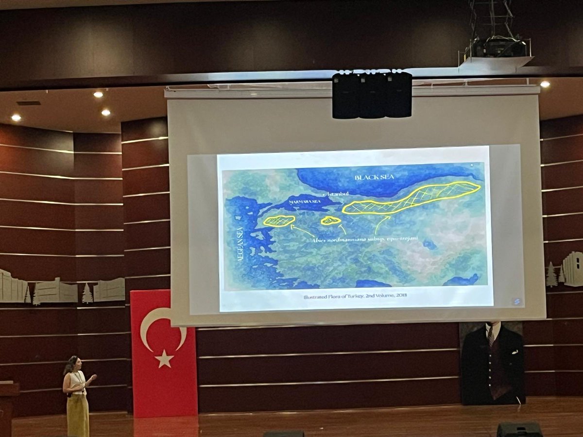 ekoevoder's tweet image. As the last talk of the Population Ecology session, Nurbahar Usta is now talking about her work on Trojan Fir conservation