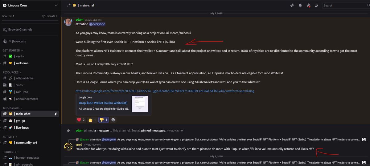 Cleverman_Alex's tweet image. I would be really careful about the @SuiboSui team and mint.
The team arrived from @LineaBuild where they were promising memecoin trading platform (X Link is @LinpussLinea) but nothing happened so far. All Links could be checked here linpuss.xyz
They also launched…
