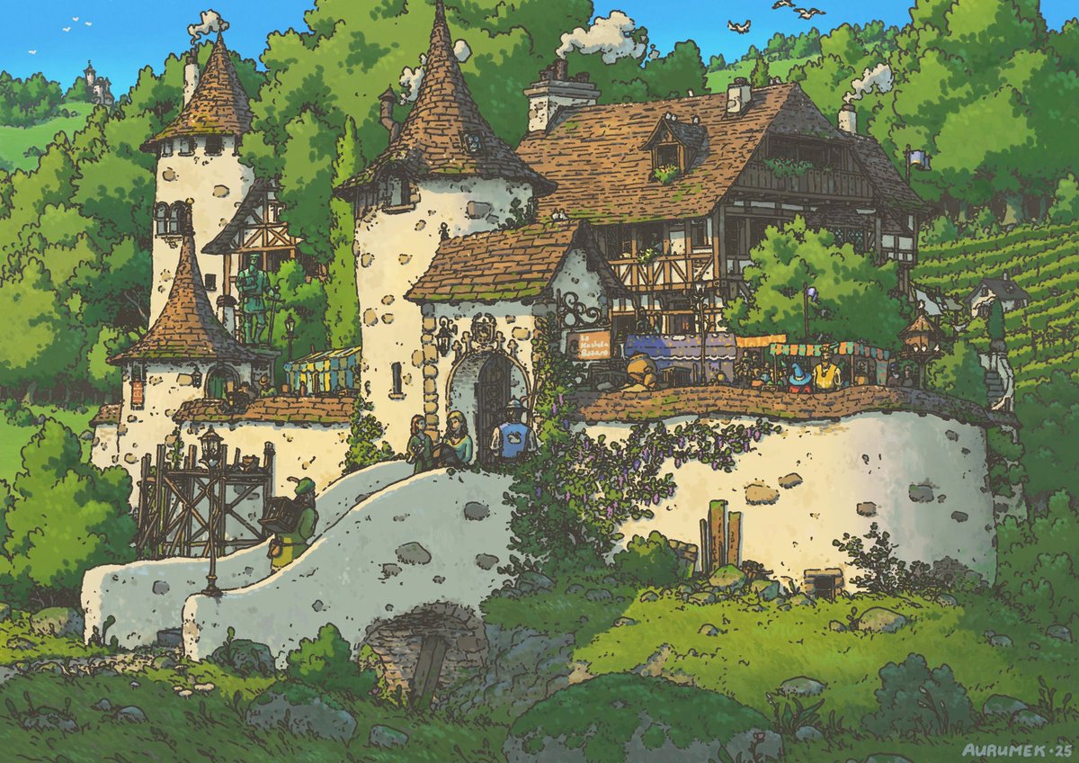 Aurumek_'s tweet image. Hi #PortfolioDay
I'm Simon, and I'm homesick for a world that never existed. Take a look if you want to daydream for a short time.
So I draw my own world called "Argenta" and write lore about it on Patreon. I also sell prints if you'd like to have one.
Have a nice day! 🌿