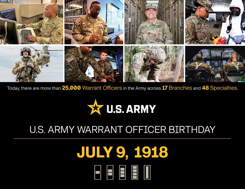 🎉 Happy 107th Birthday to the U.S. Army Warrant Officer Corps!
From all of us at Fort Gordon, thank you to the Quiet Professionals who keep the Army mission-ready with unmatched skill and leadership. 🇺🇸

#WarrantOfficerCorps #FortGordon  #QuietProfessionals #WarrantOfficer107