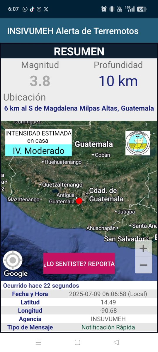#TemblorGT | Nuevamente se registra un sismo a las 6 con 6 de la mañana de magnitud 3.8.

Vía: <a href="/ArlettG_/">Arlett Gonzalez</a>