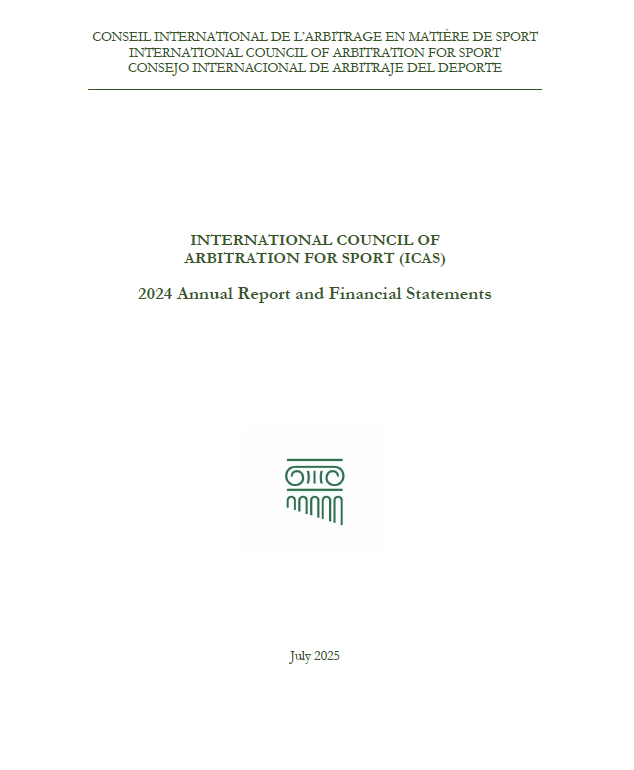 🚨Out today: 𝗜𝗖𝗔𝗦'𝘀 𝟮𝟬𝟮𝟰 𝗔𝗻𝗻𝘂𝗮𝗹 𝗥𝗲𝗽𝗼𝗿𝘁 𝗮𝗻𝗱 𝗙𝗶𝗻𝗮𝗻𝗰𝗶𝗮𝗹 𝗦𝘁𝗮𝘁𝗲𝗺𝗲𝗻𝘁𝘀 👉🔎 bit.ly/406Kp6S
#sportsarbitration  #sportsgovernance #sportsjustice #CAS