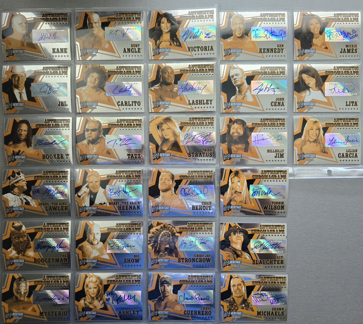 #wrestlingcardwednesday 
2006 WWF Topps Heritage Chrome Autograph Set