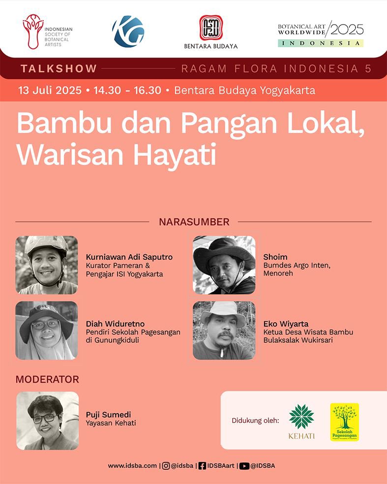 inikeke's tweet photo. TALKSHOW
Bambu dan Pangan Lokal, Warisan Hayati

📍Bentara Budaya Yogyakarta
🗓 Minggu, 13 Juli 2025
🕘 14.30 – 16.30 WIB

📌 Pendaftaran: 
https://t.co/wpyV0M9M7m

Terbuka untuk umum. GRATIS! Kuota terbatas.

Informasi lebih lanjut:  https://t.co/K5N7i5I992 https://t.co/ZZBAbrDymv