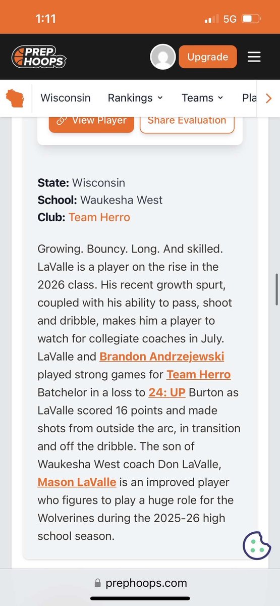 Mason LaValle recognized as a "Stock Riser" at the Prep Hoops Tune Up event. 💯💪👀 <a href="/WisBBYearbook/">Mark Miller</a> <a href="/LavalleMas60649/">Mason LaValle</a>