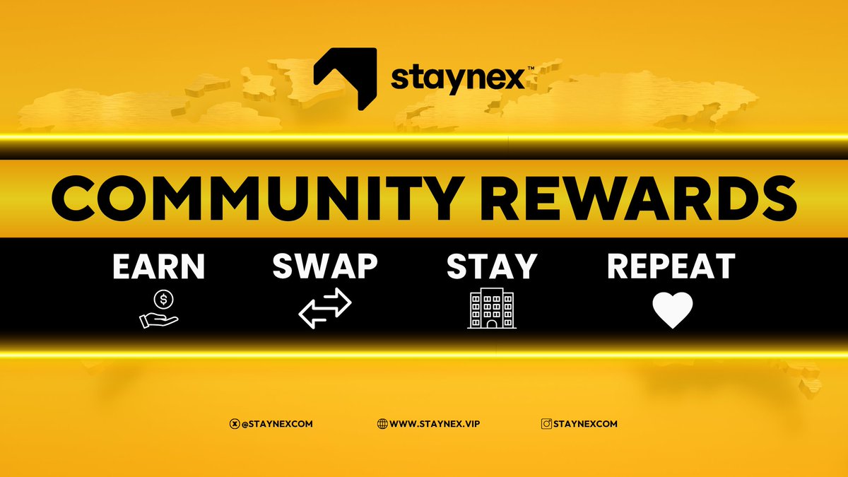 Staynex ™ (@staynexcom) on Twitter photo Staynex launched StaySwap—Join our collaboration with <a href="/taskonxyz/">TaskOn | Ultimate Web3 Community Growth Platform</a> for our official Community Rewards Program!
👉 Do our daily tasks like posting, commenting, or referring friends
🎯 Earn StaySwap Points (SSP)
💰 Redeem for exclusive rewards—including Hotel vouchers, gift cards, Staynex launched StaySwap—Join our collaboration with <a href="/taskonxyz/">TaskOn | Ultimate Web3 Community Growth Platform</a> for our official Community Rewards Program!
👉 Do our daily tasks like posting, commenting, or referring friends
🎯 Earn StaySwap Points (SSP)
💰 Redeem for exclusive rewards—including Hotel vouchers, gift cards,