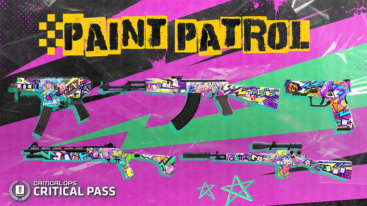 Paint your loadout this summer with Critical Pass: Paint Patrol! 🎨

Unlock credits, themed Paint Patrol skins, cases, and an exclusive emblem when you complete the pass.

Complete missions, level up, and customize your loadout— available in-game now!

#CriticalPass #CriticalOps