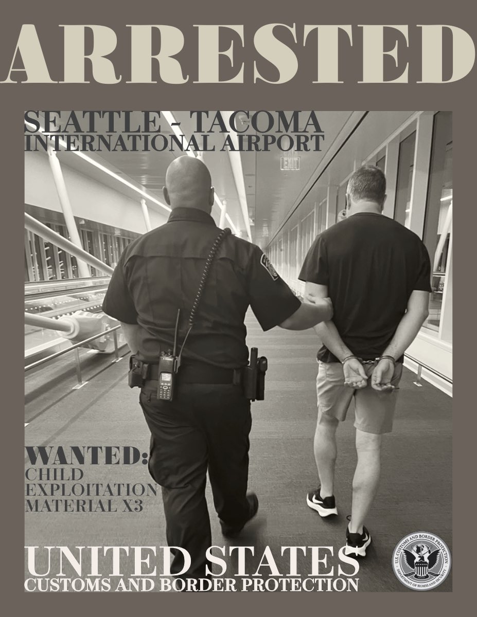 DFOSeattle's tweet image. Seattle, WA @cbp officers arrested a U.S. Citizen that had THREE full extradition warrants for: Sexual Exploitation of Minor. The subject was taken into custody by #CBP officers before boarding an international flight. #OFOproud馃嚭馃嚫#NationalSecurity #BorderSecurity