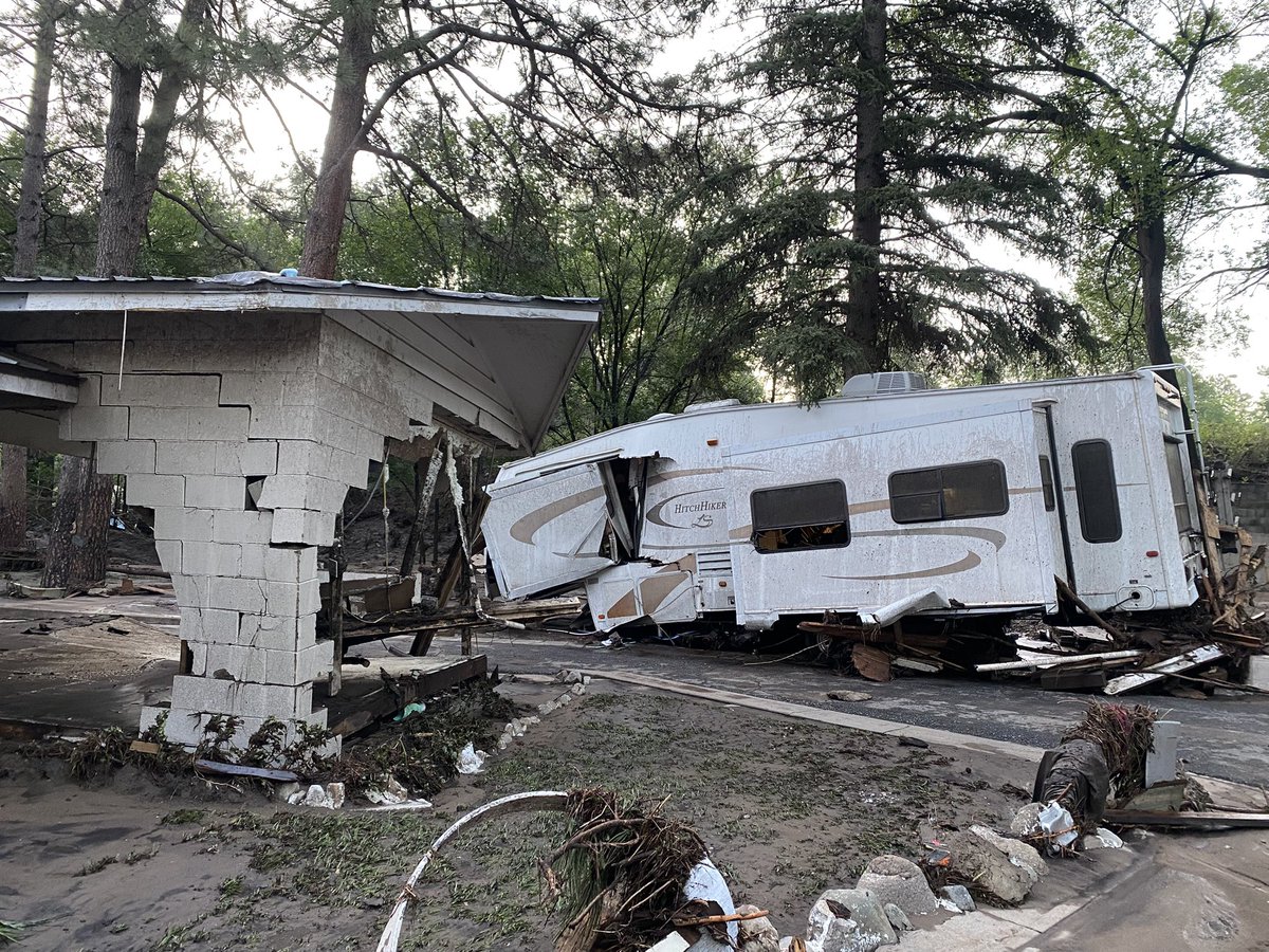 Waking up to devastation at the Riverview RV Park. The park is along Rio Ruidoso on Sudderth Dr. <a href="/NWS/">National Weather Service</a> <a href="/KOB4/">KOB 4</a> #ruidosofloods