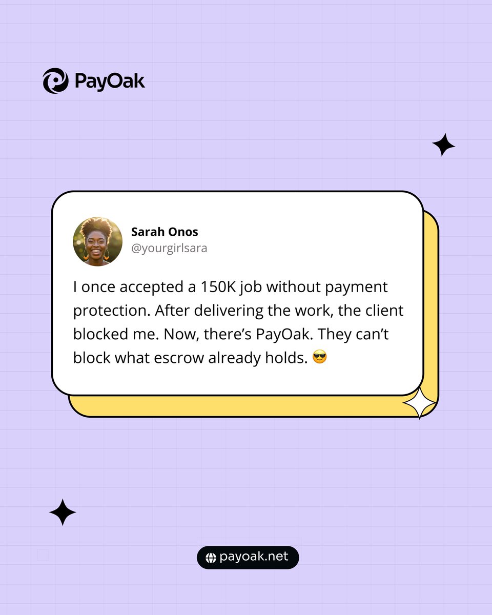 If it’s not PayOak, don’t do the job! 

Join our waitlist now payoak.net
