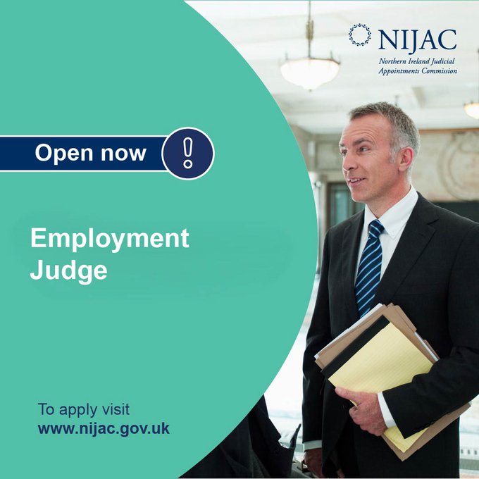 Bar of NI (@thebarofni) on Twitter photo .<a href="/NIJACNews/">Northern Ireland Judicial Appointments Commission</a> is currently inviting applications for an Employment Judge for the office of Industrial Tribunals and Fair Employment Tribunal (ITFET).
It intends to make one appointment and to maintain a reserve list for 12 months from anticipated date of appointment
To apply and .<a href="/NIJACNews/">Northern Ireland Judicial Appointments Commission</a> is currently inviting applications for an Employment Judge for the office of Industrial Tribunals and Fair Employment Tribunal (ITFET).
It intends to make one appointment and to maintain a reserve list for 12 months from anticipated date of appointment
To apply and