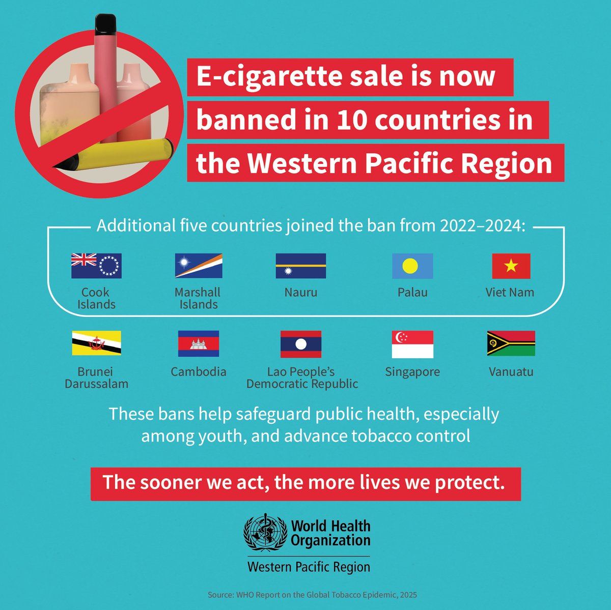 🇻🇳 #VietNam has banned e-cigarettes and heated #tobacco products, along  with 9⃣other countries in our Region who are acting decisively to protect  health, particularly the health of young people and their future,