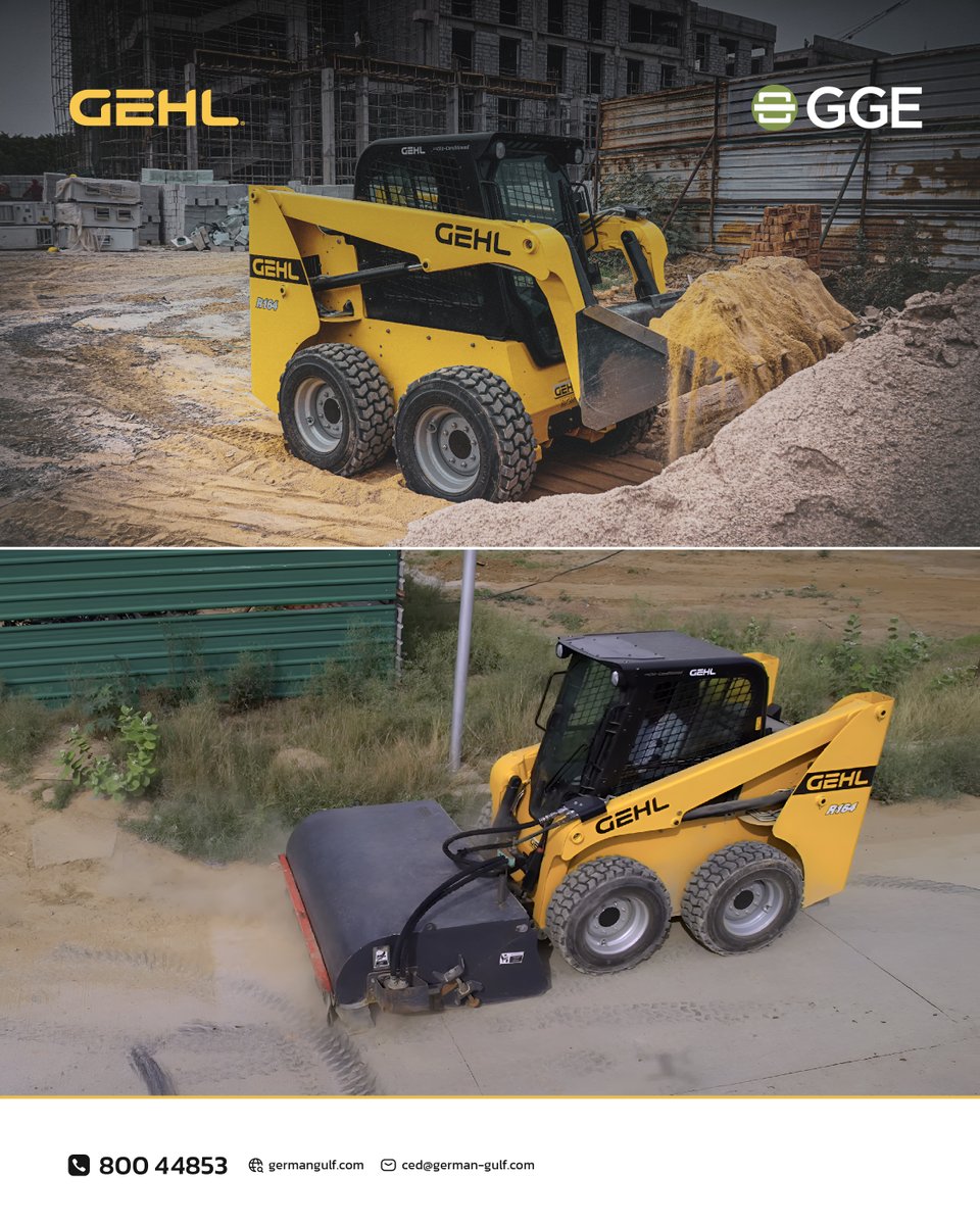 GermanGulfEnt's tweet image. Power that fits anywhere.

The GEHL R164 packs breakout force, visibility &amp;amp; control into a compact 1.58 m frame — perfect for tight job sites.

Now available from German Gulf, UAE’s authorized GEHL dealer.

📞 800-GGULF 📧 ced@german-gulf.com #GEHL #SkidLoader #GermanGulf