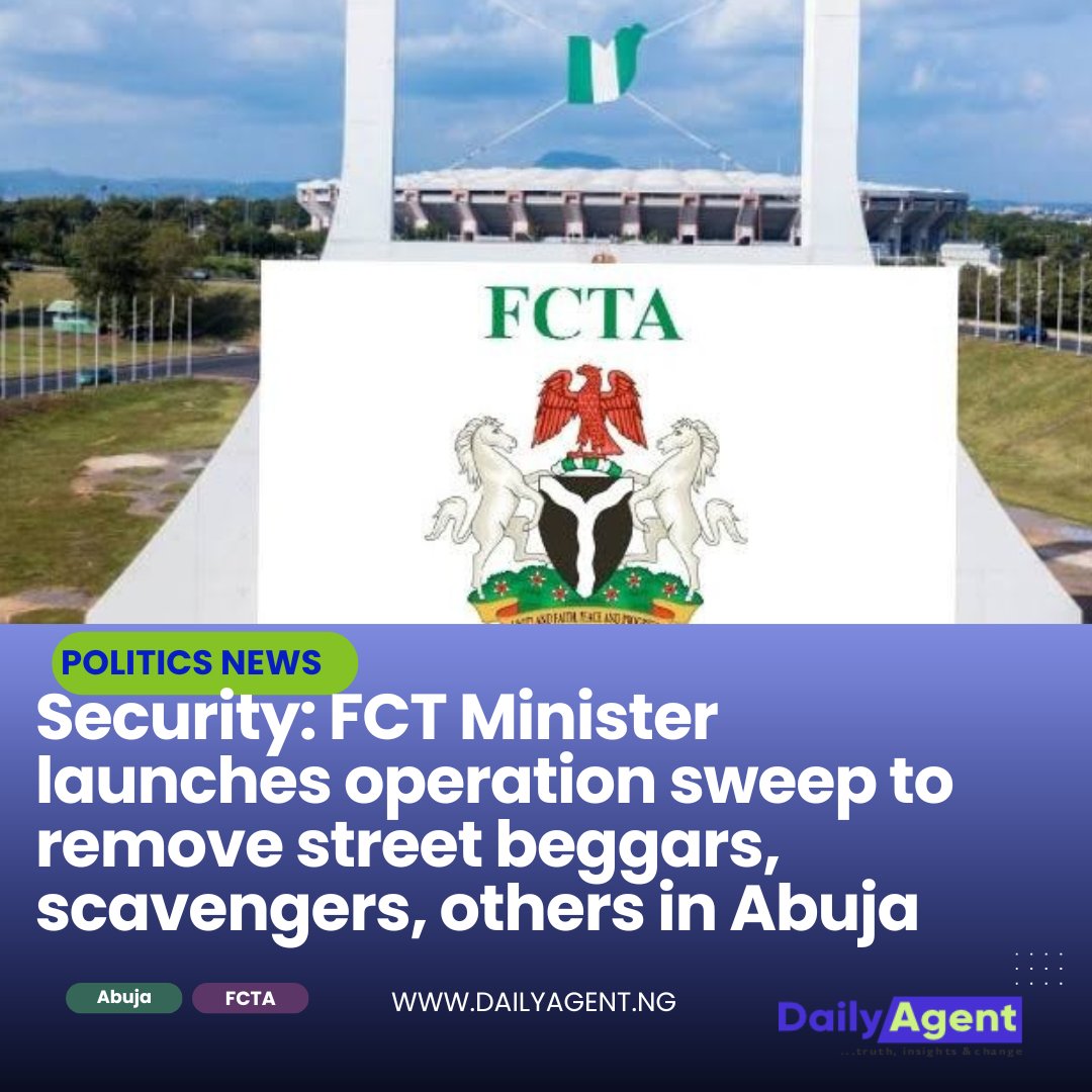 Security: FCT Minister launches operation sweep to remove street beggars, scavengers, others in Abuja

Read more dailyagent.ng/2025/07/09/sec…